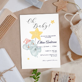 Invitación de Baby Shower de Oh Baby Cute Elephant
