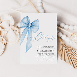 Invitación de Baby Shower de Oh Boy Blue Bow