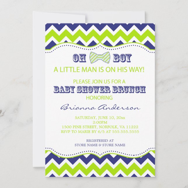 Invitación de Baby Shower de OH BOY Bow Tie Boy (Anverso)