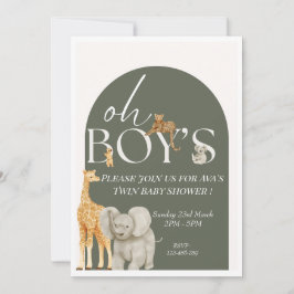 Invitación de Baby Shower de Oh Boy's Safari Anima