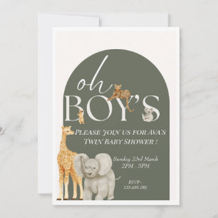 Invitación de Baby Shower de Oh Boy's Safari Anima
