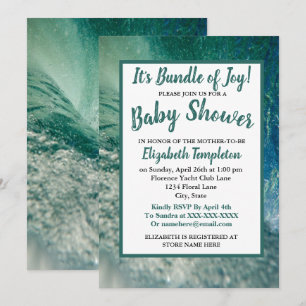 Invitación de baby shower de ola de océano neutra