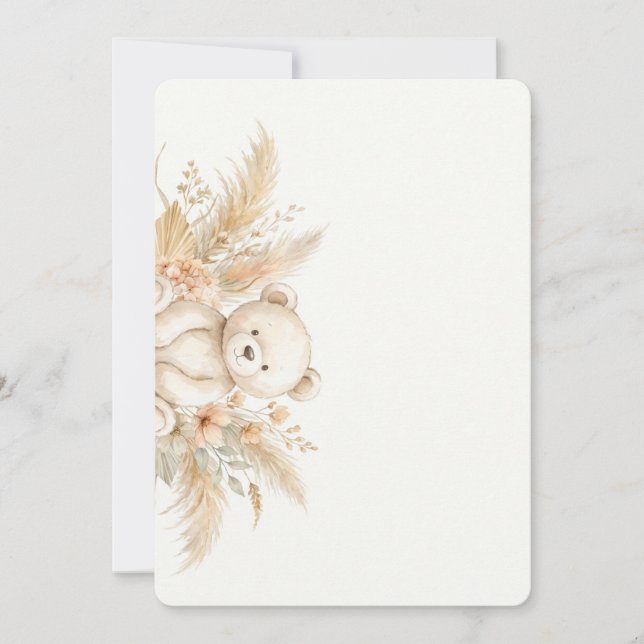 Invitación de Baby Shower de Osito Boho Neutral Wa (Anverso)