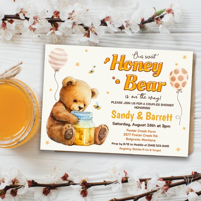 Invitación de Baby Shower de Osito de Miel Dulce (Subido por el creador)
