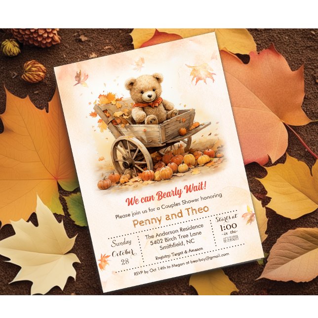 Invitación de Baby Shower de Osito de Otoño (Subido por el creador)