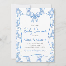 invitación de baby shower de osito de peluche