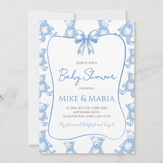 invitación de baby shower de osito de peluche