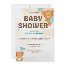 Invitación de Baby Shower de Osito de Peluche