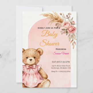 Invitación de Baby Shower de Osito de Peluche