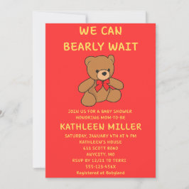 Invitación de baby shower de osito de peluche