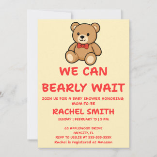 Invitación de Baby Shower de Osito de Peluche