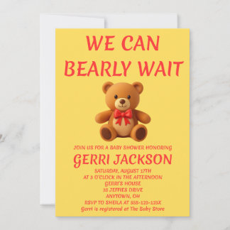 Invitación de Baby Shower de Osito de Peluche