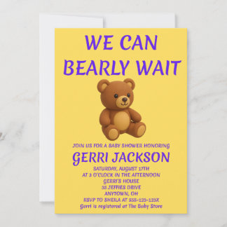 Invitación de Baby Shower de Osito de Peluche