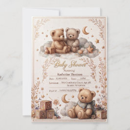 Invitación de Baby Shower de Osito de Peluche Ador