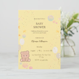Invitación de Baby Shower de Osito de Peluche Ador