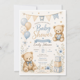 Invitación de Baby Shower de Osito de Peluche Ador