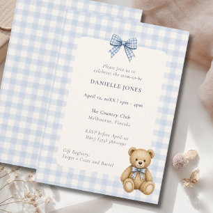 Invitación de baby shower de osito de peluche con 