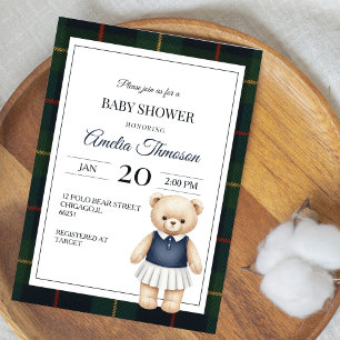 Invitación de baby shower de osito de peluche de l