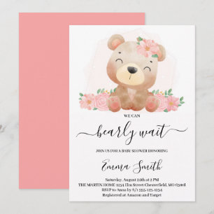 Invitación de Baby Shower de Osito de Peluche Flor