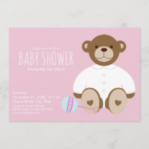 Invitación de Baby Shower de osito de peluche, fon