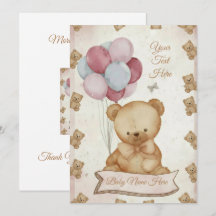Invitación de Baby Shower de Osito de Peluche Vint