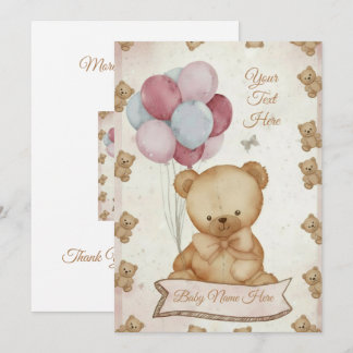 Invitación de Baby Shower de Osito de Peluche Vint