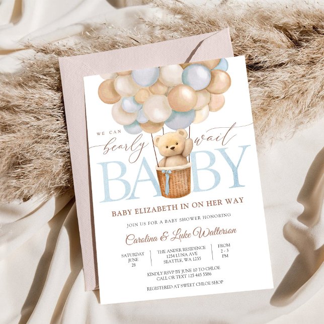 Invitación de Baby Shower de Osito Globo de Pastel (Subido por el creador)