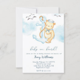Invitación de baby shower de osito marinero adorab