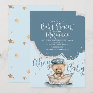 Invitación de Baby Shower de Osito Marinero Estrel