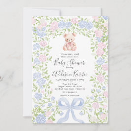 Invitación de baby shower de osito rosa grandmille