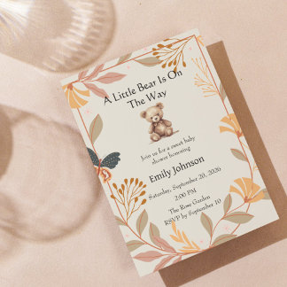 Invitación de Baby Shower de Osito Teddy Adorable
