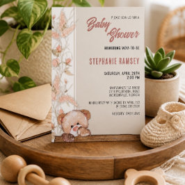 Invitación de baby shower de osito Teddy boho