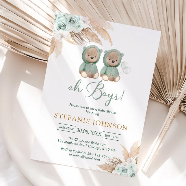 Invitación de Baby Shower de Osito Teddy Oh Chicos (Subido por el creador)