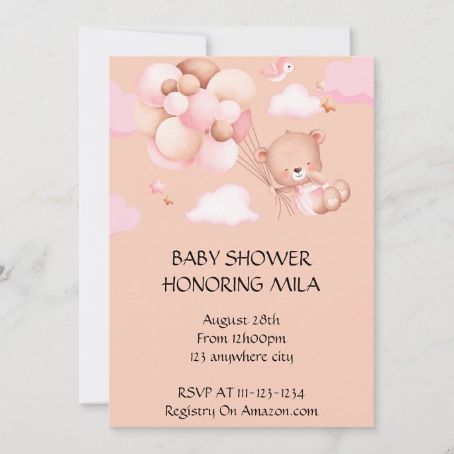 INVITACIÓN DE BABY SHOWER DE OSO (Anverso)