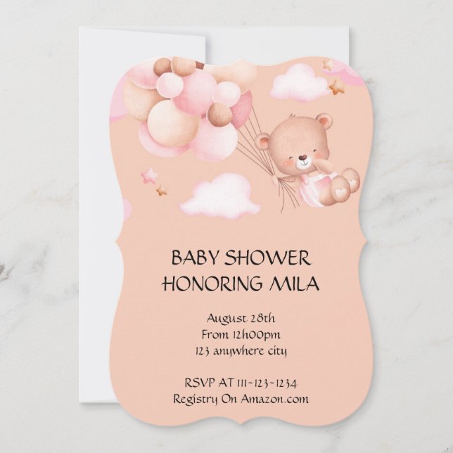 INVITACIÓN DE BABY SHOWER DE OSO (Anverso)