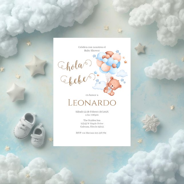 invitación de baby shower de oso azul (Subido por el creador)