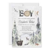 Invitación de Baby Shower de Oso Bosque Rústico