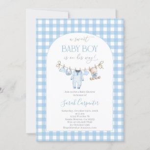 invitación de baby shower de oso de niño en tended