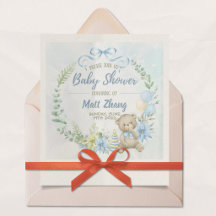 Invitación de Baby Shower de Oso de Peluche Azul