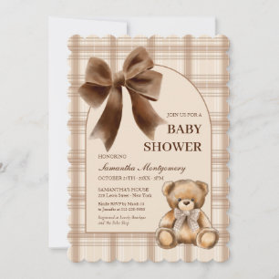 Invitación de Baby Shower de Oso de Peluche Beige 