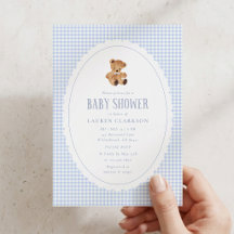 Invitación de Baby Shower de Oso de Peluche con Cu