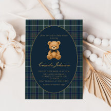 Invitación de Baby Shower de Oso de Peluche de Cua