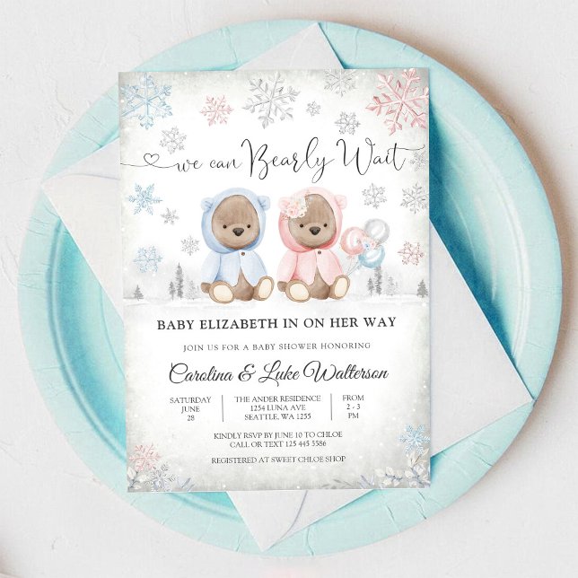 Invitación de Baby Shower de Oso de Peluche de Inv (Subido por el creador)