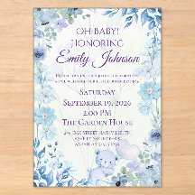 Invitación de baby shower de oso de peluche de luj