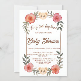  Invitación de Baby Shower de Oso de Peluche Flora