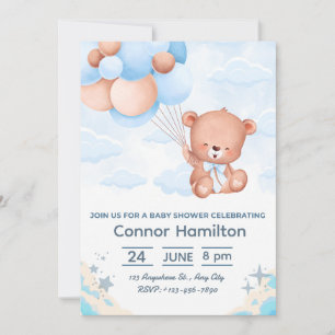 Invitación de Baby Shower de Oso de Peluche Juguet