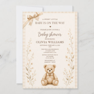 Invitación de Baby Shower de Oso de Peluche Neutra