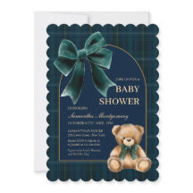 Invitación de Baby Shower de Oso de Peluche Preppy