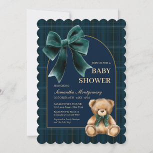 Invitación de Baby Shower de Oso de Peluche Preppy