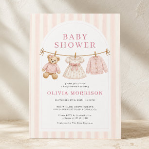 Invitación de Baby Shower de Oso de Peluche Rosa P